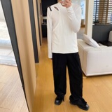 秋冬潮流半高领皮袢镂空设计百搭男女长袖卫衣紧身T恤5168P70，男装T恤，电商A246
