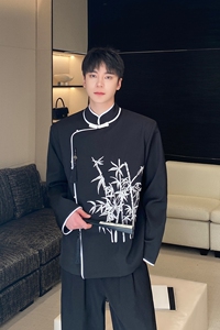 新中式绣竹立领盘扣流苏压襟男女西服风气质禅意外套3552P150图片
