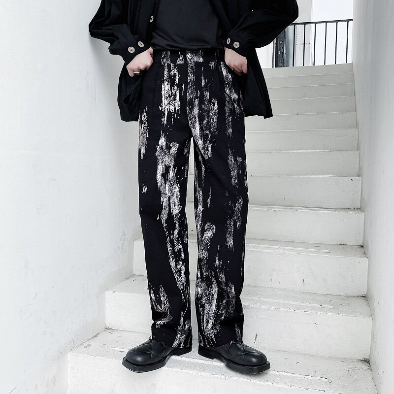 山本暗黑个性泼墨机能风休闲长裤A261-3979-P70图片