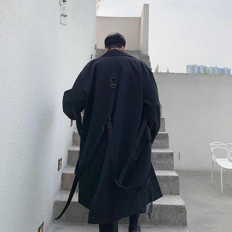 冬季加厚山本个性绑带长款棉衣风衣A261-2026-P165，男装风衣，电商A246