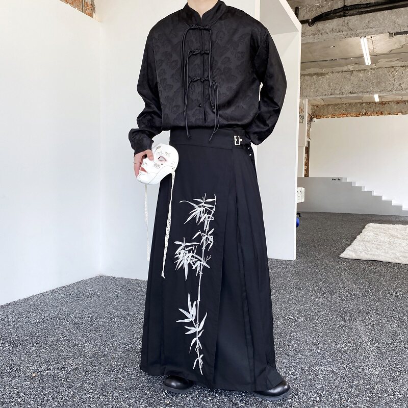 秋季中式手工盘扣立领长袖男女衬衣潮流复古缎面提花衬衫2589P85,男装衬衫,电商A246