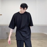 暗黑原创个性褶皱拼接潮流韩版休闲圆领短袖T恤a246-2374-P55，男装T恤，电商A246