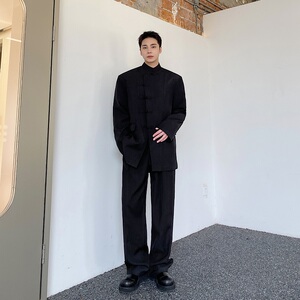 新款新中式盘扣高级感痞帅立领西装外套男休闲外套西服5166-P145图片
