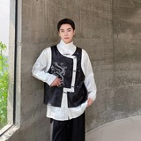 秋季中式缎面提花刺绣圆领男女马甲复古盘扣禅意风坎肩5177P115，男装背心/马甲，电商A246