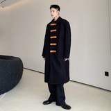 冬季加厚长款毛呢大衣潮流休闲百搭款风衣7706P165，男装风衣，电商A246