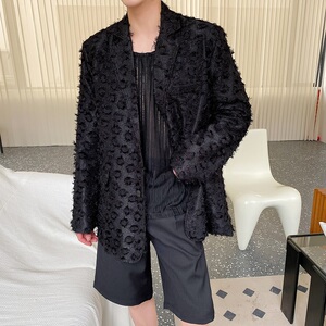 潮流个性流苏翻领阔型垫肩长袖男女西服痞帅冷淡风外套9744P140
