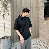 夏季个性气质系带领结短袖衬衣潮流痞帅休闲衬衫9031P65，男装T恤，电商A246