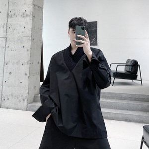 山本暗黑小众定制毛线大V领时髦宽松长袖套头衬衣A261-2316-P65图片