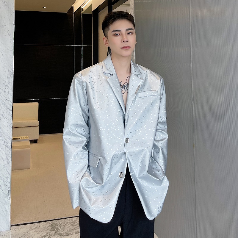 设计3D光点水滴纹未来感潮流宽松西服外套男韩版上衣3733P135，男装西服，电商A246