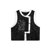 秋季中式缎面提花刺绣圆领男女马甲复古盘扣禅意风坎肩5177P115，男装背心/马甲，电商A246