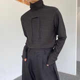 秋冬新中式肌理纹半高领盘扣男女长袖卫衣打底衫潮流复古3531P75，男装T恤，电商A246