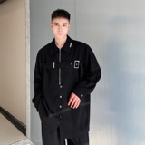 新款黑色衬衫休闲长袖潮流坠感ins衬衣外套男A246-2452-P90，男装衬衫，电商A246