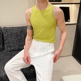 夏季圆领弹力针织背心潮流痞帅修身罗纹无袖坎肩5249P55，男装背心/马甲，电商A246