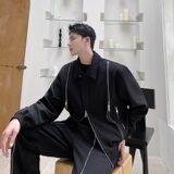 秋季个性拉链设计翻领短款夹克外套2493P150，男装夹克，电商A246