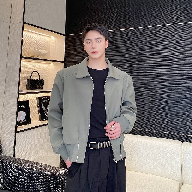 春季韩版个性翻领短款夹克男宽松拉链百搭痞帅上衣A246-3502-P135，男装夹克，电商A246