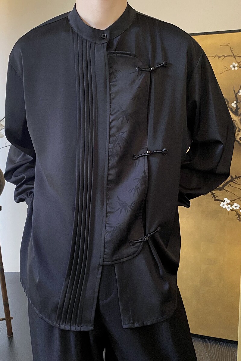 秋季风复古盘扣立领长袖男女衬衣个性中式禅意衬衫2583P85,男装衬衫,电商A246