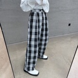 潮流复古格纹宽松拖地百搭时髦休闲男女阔腿长裤a246-2409-P70，男装休闲裤，电商A246