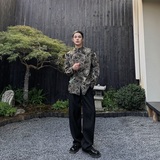 春季新款立体提花中式立领盘扣长袖男女衬衣复古风衬衫5215P105，男装衬衫，电商A246