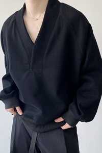 山本暗黑系潮流简约套头男女卫衣个性百搭款纯色上衣3501P80图片
