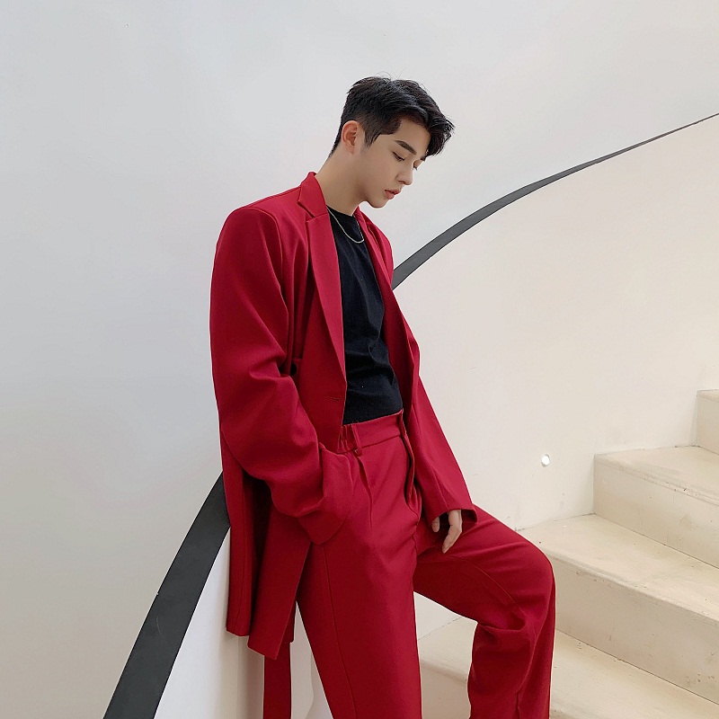 网红气质走秀飘带长款西服外套A246-3914-P135，男装西服，电商A246