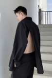 山本暗黑个性后背开叉设计潮流韩版时髦百搭纯色长袖衬衣3832-P70，男装衬衫，电商A246