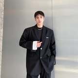 早春简约撞色袖口设计男西服个性拉链调节宽松韩版外套2526P140，男装西服，电商A246