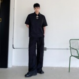 夏季个性金属扣设计翻领短袖男女衬衣潮流痞帅套头衬衫5081P85，男装衬衫，电商A246