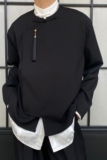 秋季中式盘扣流苏压襟圆领长袖男女衬衣复古禅意风衬衫5154P90，男装衬衫，电商A246