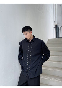 春季暗黑个性铆钉工艺假二件长袖衬衣A246-3717-P85