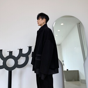 暗黑切割毛边拼接复古时髦短款西服A261-2170-P125图片