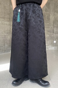 潮流中式提花阔腿男女休闲九分裤风流苏挂饰设计款长裤3572P95图片
