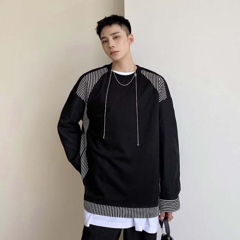 高级感拼接格子T恤男时尚休闲百搭气质上衣A246-5004-P75,男装T恤,电商A246