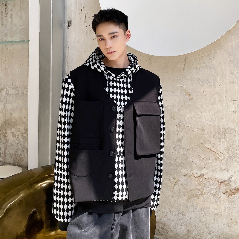 秋季韩版立体袋百搭男马甲外穿时髦搭配痞帅潮流坎肩5033P80，男装背心/马甲，电商A246