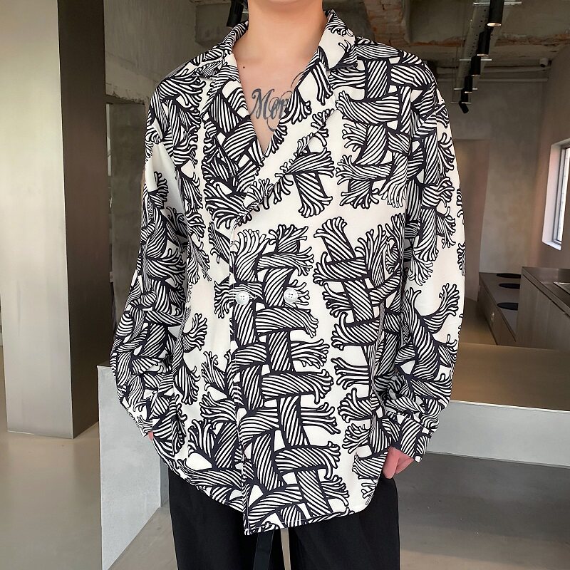 设计款印花复古西服领衬衣韩版雅痞时髦上衣A246-3628-P85,男装西服,电商A246