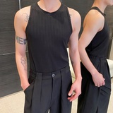 夏季圆领弹力针织背心潮流痞帅修身罗纹无袖坎肩5249P55，男装背心/马甲，电商A246