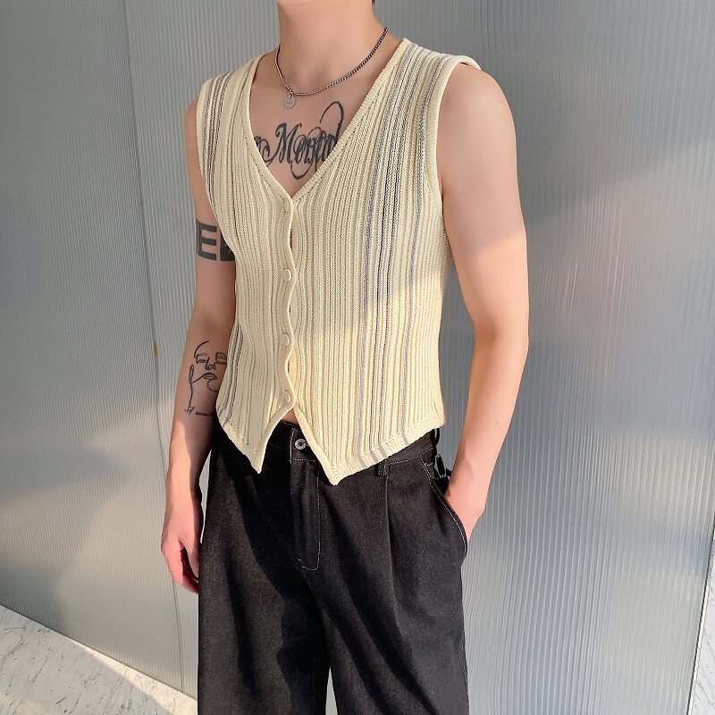 春夏新款开衫针织背心简约韩版百搭休闲男女潮流坎肩MY62P70,男装背心/马甲,电商A246