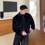 新款加厚水貂绒设计感小众长袖夹克休闲棒球领百搭外套5172-P145，男装夹克，电商A246