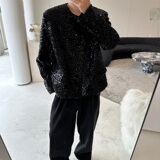 秋冬潮流亮片圆领短款男女夹克外套个性舞台表演服2653P155，男装夹克，电商A246