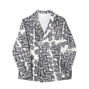 设计款印花复古西服领衬衣韩版雅痞时髦上衣A246-3628-P85图片