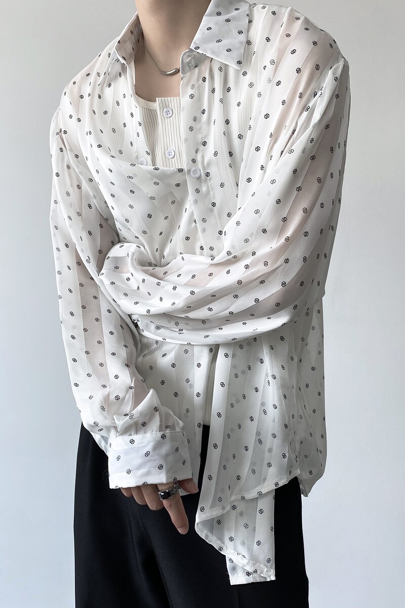 春夏新款韩版休闲男衬衣个性条纹半透明痞帅潮流衬衫9019P75,男装衬衫,电商A246