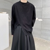 暗黑系个性毛边百搭圆领长袖T恤修身显瘦T恤5139-P65，男装T恤，电商A246