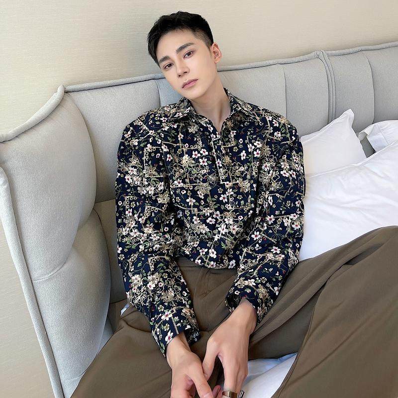 个性设计绣花垫肩气质男长袖外套A246-9701-105图片