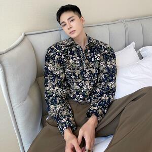 个性设计绣花垫肩气质男长袖外套A246-9701-105图片