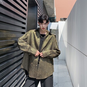 新款亮片长袖男潮流宽松舞台演出服装夜店衬衣A246-2156-P85