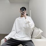 新款原创小众拼接大口袋设计痞帅潮休闲长袖T恤9943-P65，男装T恤，电商A246