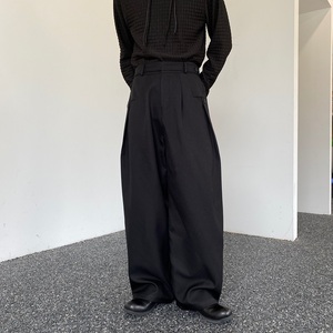 秋冬加厚韩版阔腿直筒休闲长裤潮流雅痞腰带设计休闲裤5203P85图片