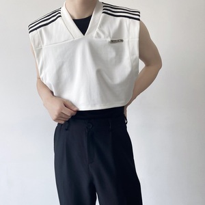 夏季个性辣弟装运动休闲垫肩背心潮流韩版V领无袖坎肩3705P55图片