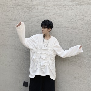 山本耀司暗黑先锋小众个性松紧褶皱设计长袖卫衣A261-2175-P68图片