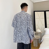 韩版痞帅翻领个性法式复古浮雕纹理气质垫肩衬衣男外套5058-P85，男装衬衫，电商A246
