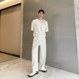 夏季新中式提花袖口设计圆领短袖男女T恤复古风禅意上衣9770P75，男装T恤，电商A246